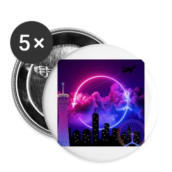 neon night - Buttons large 2.2'' (5-pack) - white
