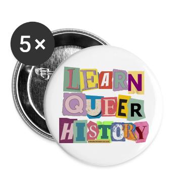 Learn Queer History Collage Letters - Buttons large 2.2'' (5-pack) - white
