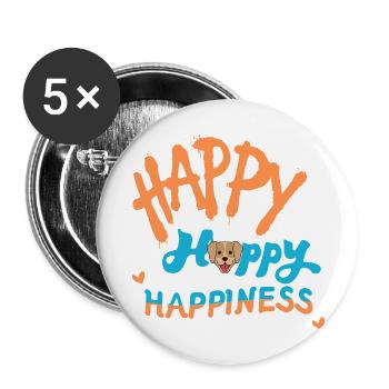 Happy happy dog happiness - Buttons large 2.2'' (5-pack) - white