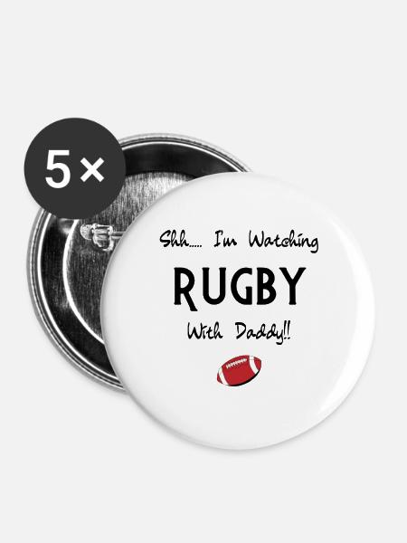 Shh I'm Watching rugby With Daddy - Buttons large 2.2'' (5-pack) - white