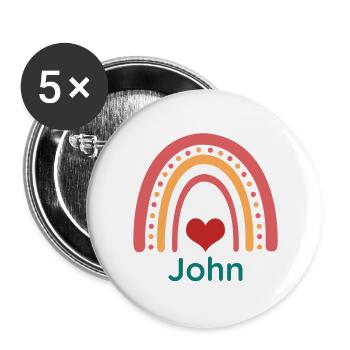 John Vintage Boho Rainbow - Buttons large 2.2'' (5-pack) - white