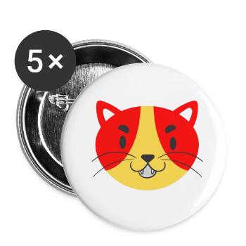 "Vibrant Whiskers" - Playful "Colorful Cat Face" - Buttons large 2.2'' (5-pack) - white