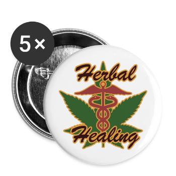 Herbal Healing Caduceus - Buttons large 2.2'' (5-pack) - white