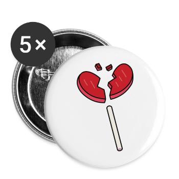 Broken Heart Lollipop Candy Red - Buttons large 2.2'' (5-pack) - white