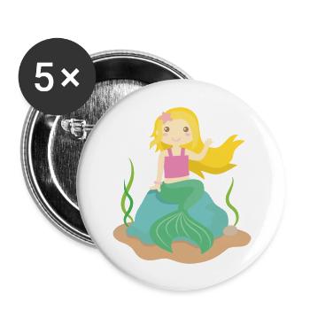 Cute Blonde Mermaid Girl - Buttons large 2.2'' (5-pack) - white