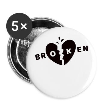 Broken Heart Black Doodle - Buttons large 2.2'' (5-pack) - white