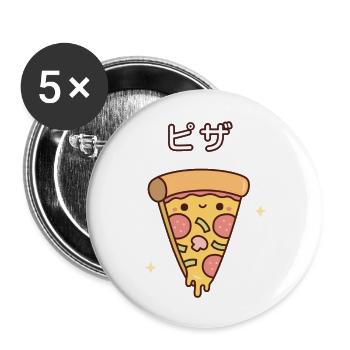 Kawaii Cheesy Pizza Slice - Buttons large 2.2'' (5-pack) - white
