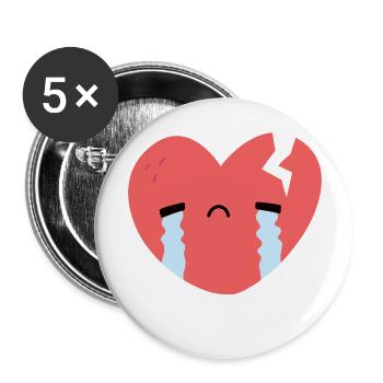 Sad Crying Broken Heart Doodle - Buttons large 2.2'' (5-pack) - white
