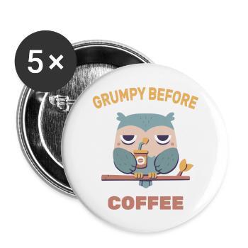 Grouchy Owl Grumpy Before Coffee - Buttons large 2.2'' (5-pack) - white