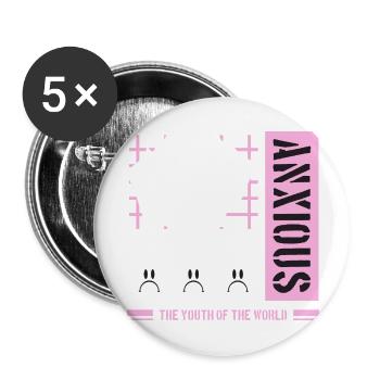 Anxious - Buttons large 2.2'' (5-pack) - white