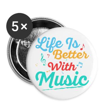 Life Is Better With Music School Music Teacher - Buttons large 2.2'' (5-pack) - white