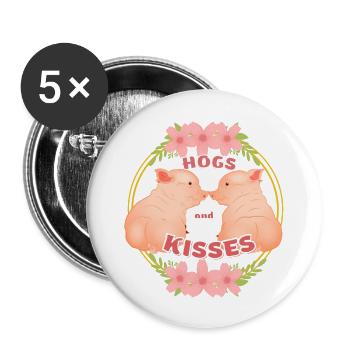 Hogs and Kisses. Funny couple of cute pigs. - Buttons large 2.2'' (5-pack) - white