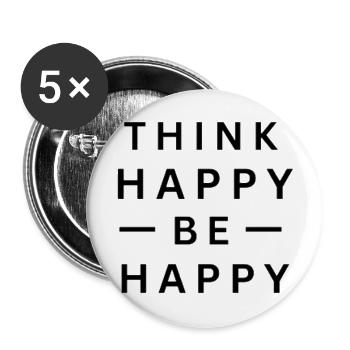 THINK HAPPY BE HAPPY - Buttons large 2.2'' (5-pack) - white