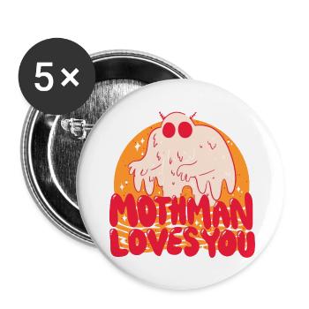 Mothman Loves You - Buttons large 2.2'' (5-pack) - white