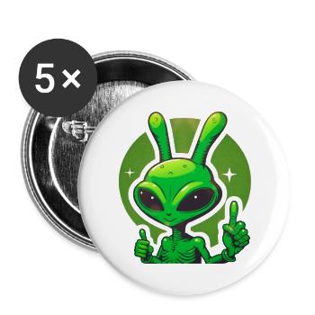 Happy green Alien - Buttons large 2.2'' (5-pack) - white