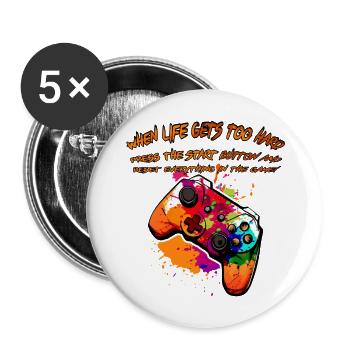 Press Start, Restart Life - Buttons large 2.2'' (5-pack) - white