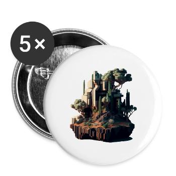 Voxel futuristic landscape - Buttons large 2.2'' (5-pack) - white