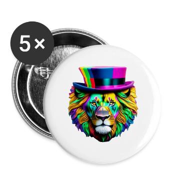 The Majestic Mane A Lion of Many Colors - Buttons large 2.2'' (5-pack) - white