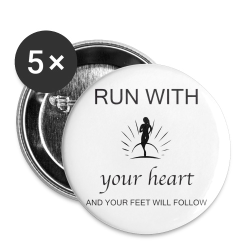 Run with your heart - Buttons large 2.2'' (5-pack)