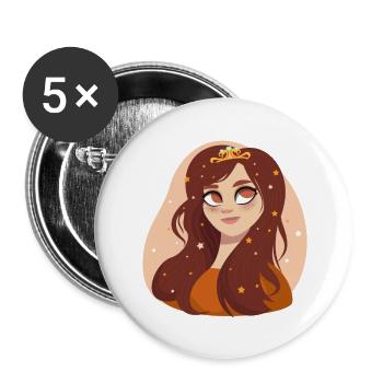 Cute Girl Cartoon Princess Design - Buttons large 2.2'' (5-pack) - white