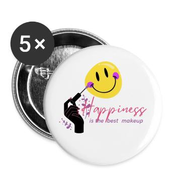 Happiness - Buttons large 2.2'' (5-pack) - white