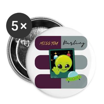 alien Miss you Darling - Buttons large 2.2'' (5-pack) - white