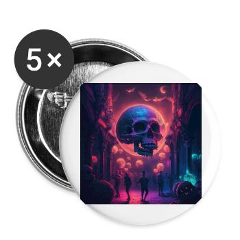Acid goa skull trance design purple and dark blue - Buttons large 2.2'' (5-pack) - white