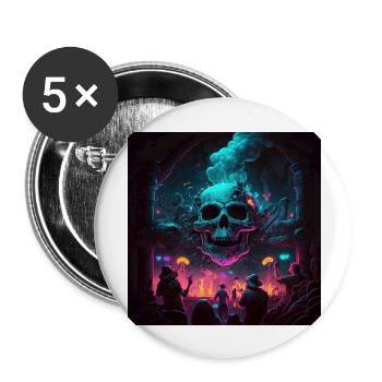 Acid goa skull trance design purple and dark blue - Buttons large 2.2'' (5-pack) - white