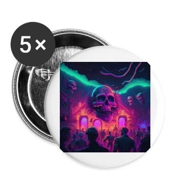 Acid goa skull trance design purple and dark blue - Buttons large 2.2'' (5-pack) - white
