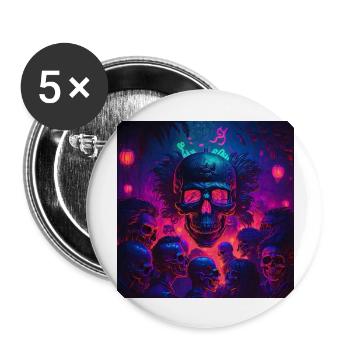 Acid goa skull trance design purple and dark blue - Buttons large 2.2'' (5-pack) - white
