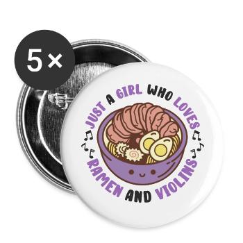 Ramen Noodles Japanese Food Violin Classical Music - Buttons large 2.2'' (5-pack) - white