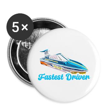 Drag Boat Racing Racer Speed Motor Boat - Buttons large 2.2'' (5-pack) - white