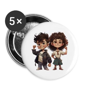 Boy and Girl Smiling Power Motivation - Buttons large 2.2'' (5-pack) - white