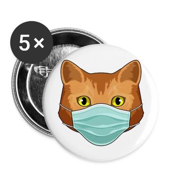 Cat With Face Mask - Buttons large 2.2'' (5-pack) - white