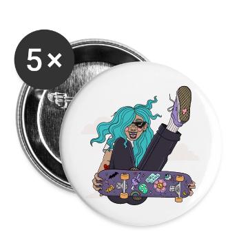 Skater Girl - Buttons large 2.2'' (5-pack) - white