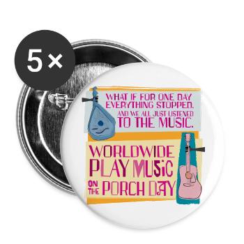 Play Music on the Porch Day 2023 - Buttons large 2.2'' (5-pack) - white