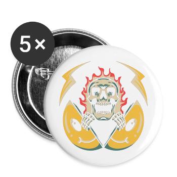 Happy Face Skull Lightning Bolts - Buttons large 2.2'' (5-pack) - white