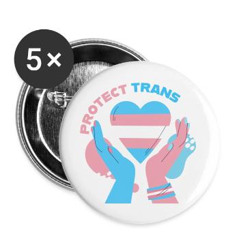 Protect Trans Kids Heart Flag - Buttons large 2.2'' (5-pack) - white