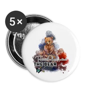 Forest Guardian Bear - Buttons large 2.2'' (5-pack) - white