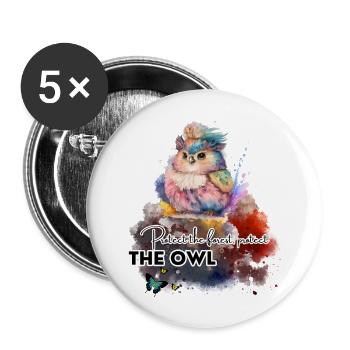 Forest Guardian Owl - Buttons large 2.2'' (5-pack) - white