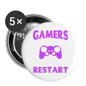 Gamers Never Quit We Simply Restart - Buttons large 2.2'' (5-pack) - white