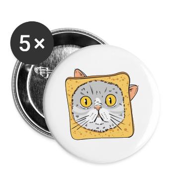 Bread kitty - Buttons large 2.2'' (5-pack) - white