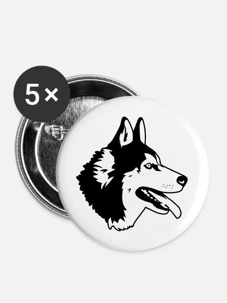 husky dog - Buttons large 2.2'' (5-pack) - white