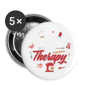 Baking Is My Therapy Funny Baking - Buttons large 2.2'' (5-pack) - white