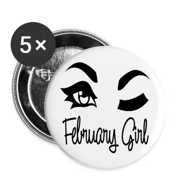 February Girl - Buttons large 2.2'' (5-pack) - white