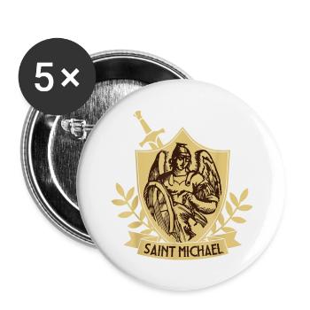 Saint Michael Patron Saint of Police Officers - Buttons large 2.2'' (5-pack) - white