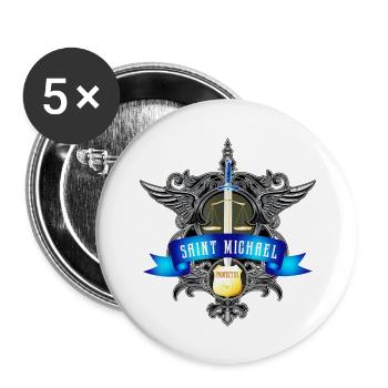 Saint Michael Patron Saint of Police Officers - Buttons large 2.2'' (5-pack) - white