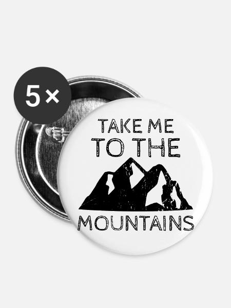 Hiking Mountains Outdoor - Buttons large 2.2'' (5-pack) - white
