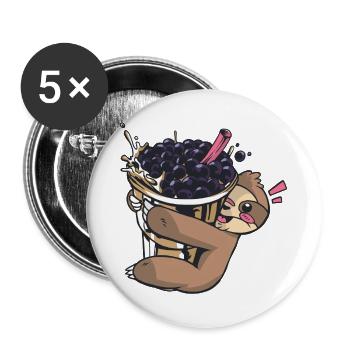 Sloth Bubble Tea - Buttons large 2.2'' (5-pack) - white