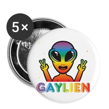 Gender Lesbian Gay Trans Queer Rainbow - Buttons large 2.2'' (5-pack) - white
